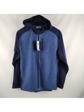PGA Tour Hoodie Mens Large Blue Peacoat Heather Water Repellant Full Zip NWT